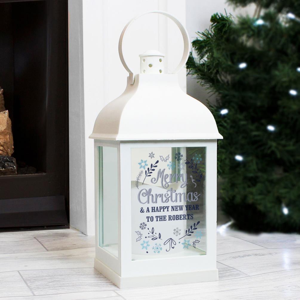 Personalised Christmas Frost White Lantern Extra Image 3